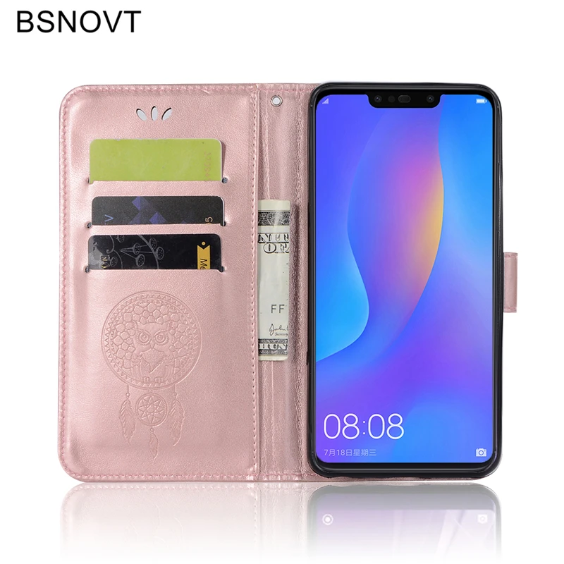 3D Сова кожаный чехол Huawei Honor 8C Чехол флип-чехол кошелек для телефона Fundas 6 26" |
