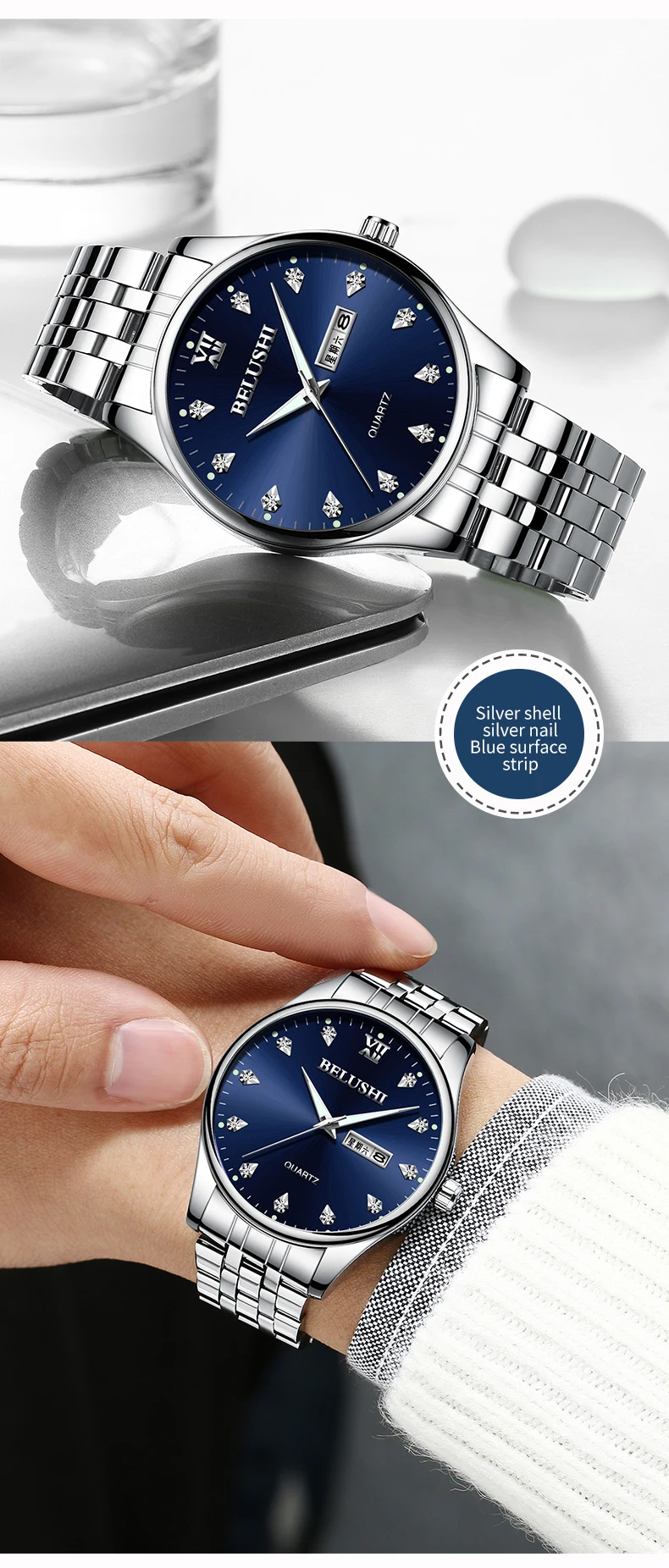 Mens Watches Top Brand Luxury Casual Watch New Fashion Waterproof Business Quartz Watches For Mens Wristwatch Clock Full Steel