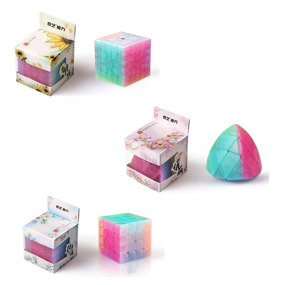 Новинка QiYi Cube 4x4 5x5 Анти клейкий магический куб с эластичной пружиной Развивающие