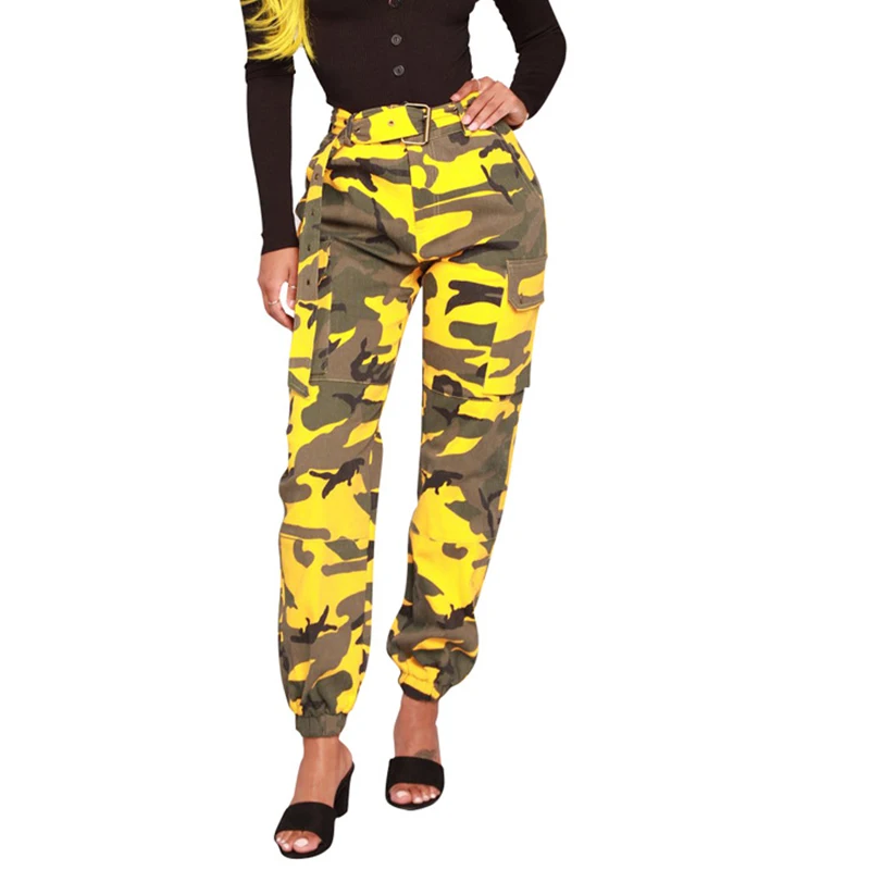 Summer Casual Camouflage Cargo Pants 2018 Fashion Ruffles High Waist Woman Long Military Harem Trousers Pantalon | Женская одежда
