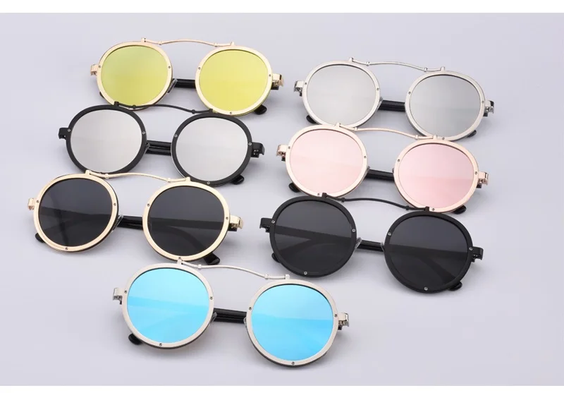Популярные винтажные круглые металлические солнцезащитные очки в стиле