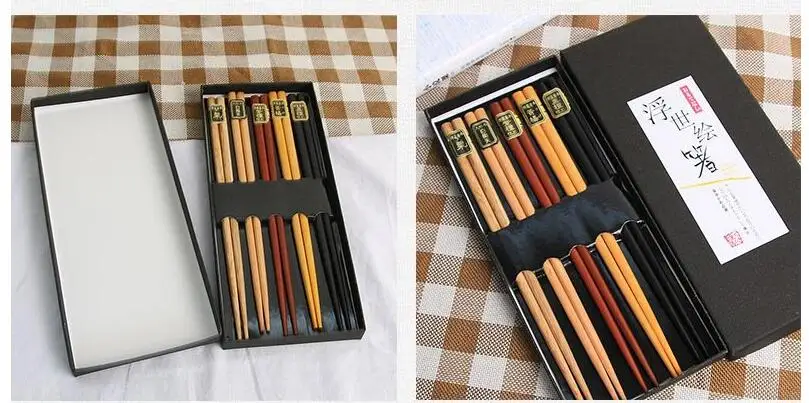 Палочки для еды многоразовые из натурального бука 5 пар|Палочки еды| |