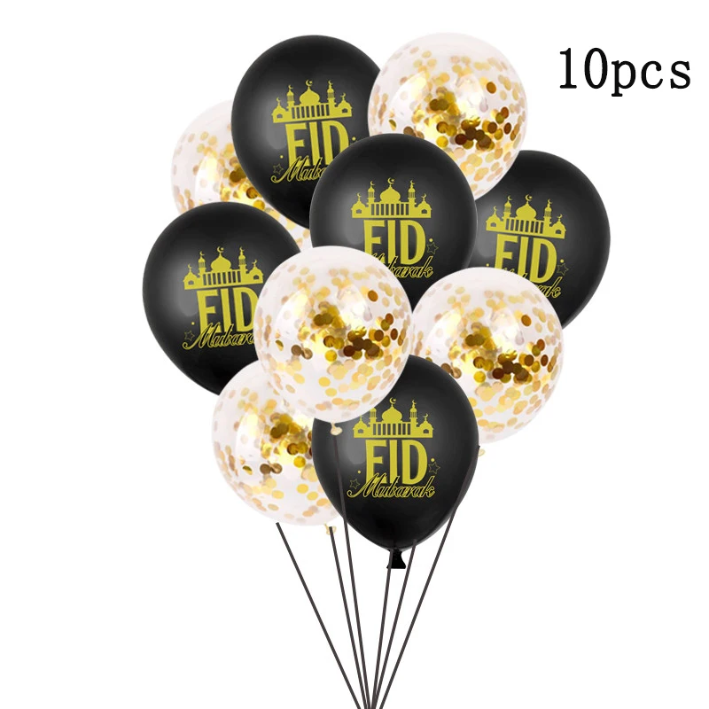10Pcs Chicinlife 1 компл. ИД Мубарак воздушный шар баннер печенье бумага подарок наклейки Рамадан мусульманский фестиваль светодиодный светильник полосы вечерние украшения - Цвет: 10Pcs