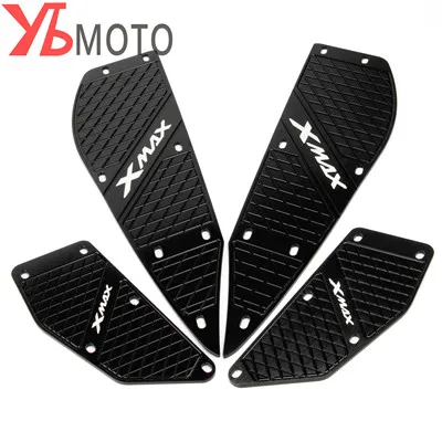 Black Модифицированные части мотоцикла коврики CNC подножка подножки Педальный из алюминиевого сплава пластина для Yamaha xmax XMAX X-MAX 250 300 - Цвет: Black