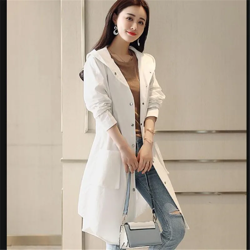 

2018 Fashion Spring Autumn Women Windbreaker Jacket Hooded Coat High Quality Women Big Size Casual Outerwear Female Coats A0552
