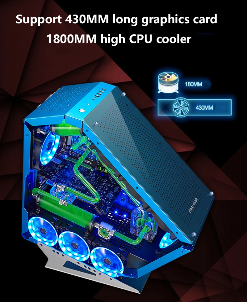 618*230*610 мм DIY компьютерный PC геймер чехол ромбовидный алюминиевый сплав боковое прозрачное стекло светящееся водяное охлаждение шасси
