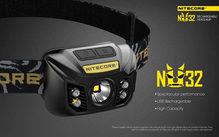 NITECORE NU32 налобный фонарь 550 люменов CREE XP-G3 S3 светодиодный Встроенный перезаряжаемый светильник для наружного поиска Черный