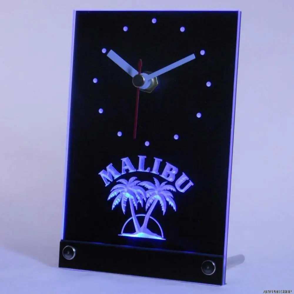 3D светодиодные часы tnc0126 Malibu Rum бар пивной паб стол настольные часы|3d led clock|3d clockclock