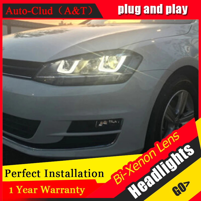 Автоматический Clud для vw golf 7 фары двойной U Ангельские глазки DRL автомобильный