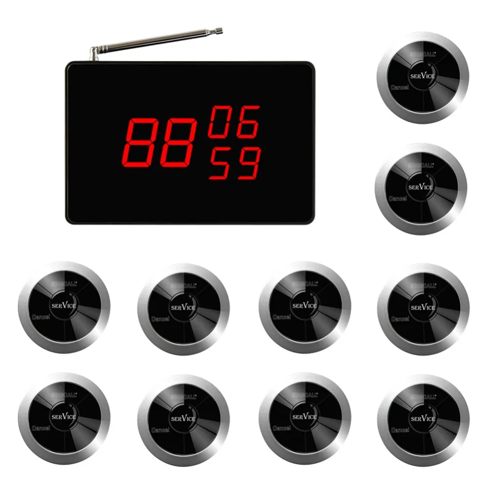 Беспроводная система вызова SINGCALL упаковка из 1 ПК дисплея и 10 шт. настольные