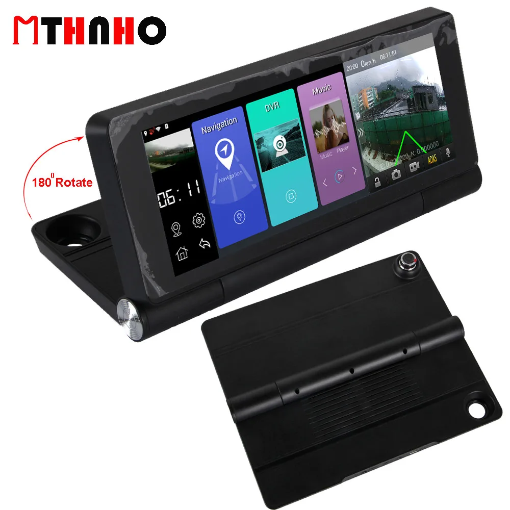 Full HD Автомобильный dvr gps навигация Android 7 дюймов Сенсорная Двойная камера WiFi авто