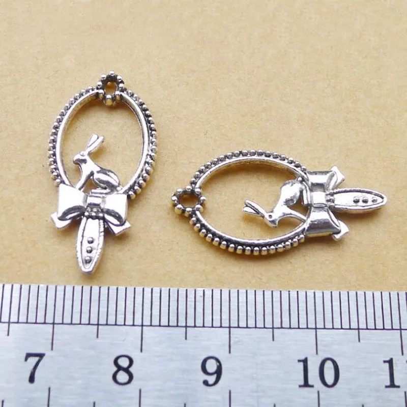 

50pcs 13*26mm Vintage Antique Silver Alloy Rabbit Charms