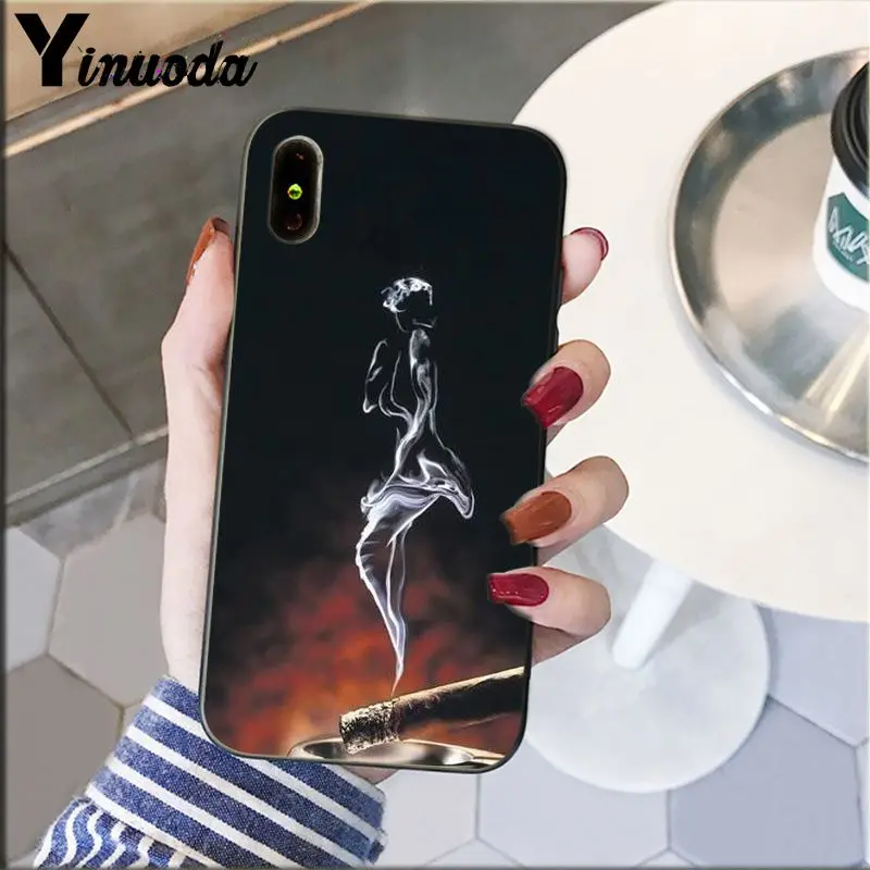 A10 Yinuoda сигарета Эстетическая Черная мягкая оболочка телефон чехол для iPhone 8 7 6 6S Plus 5 5S SE XR X XS MAX Coque Shell - Цвет: A10
