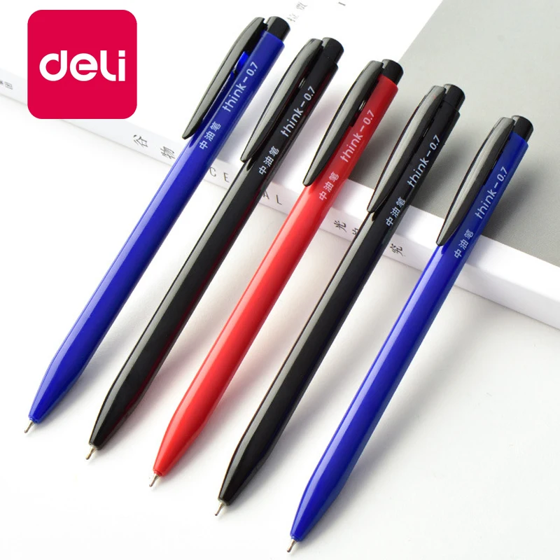 

Deli 40PCS 0.7mm black/blue/red Press ballpoint Oil Pen Plastic gel neutral multi-function press Ballpoint Pen School Stationery