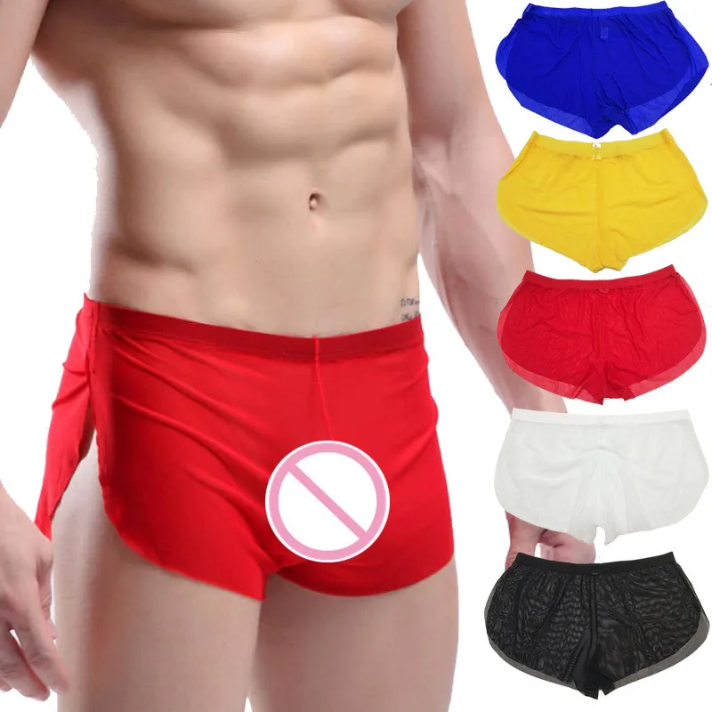 Сексуальные мужские сетчатые свободные боксеры мужское Прозрачное нижнее белье