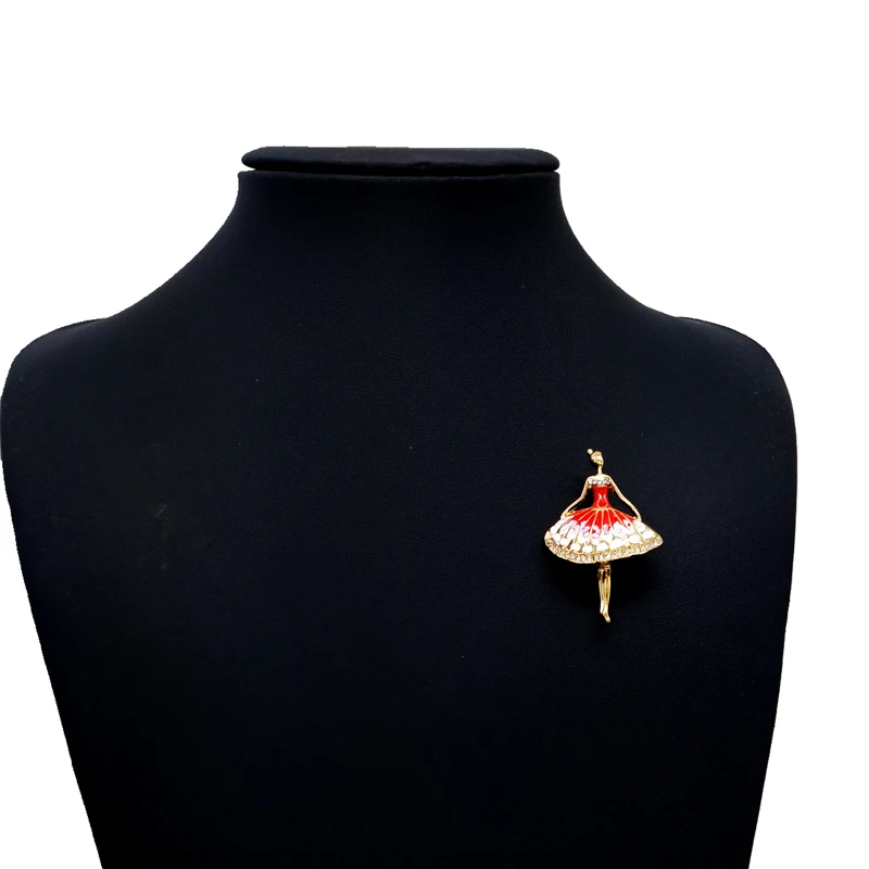 Женская брошка в форме балерины разноцветная кристаллическая Брошь со стразами |