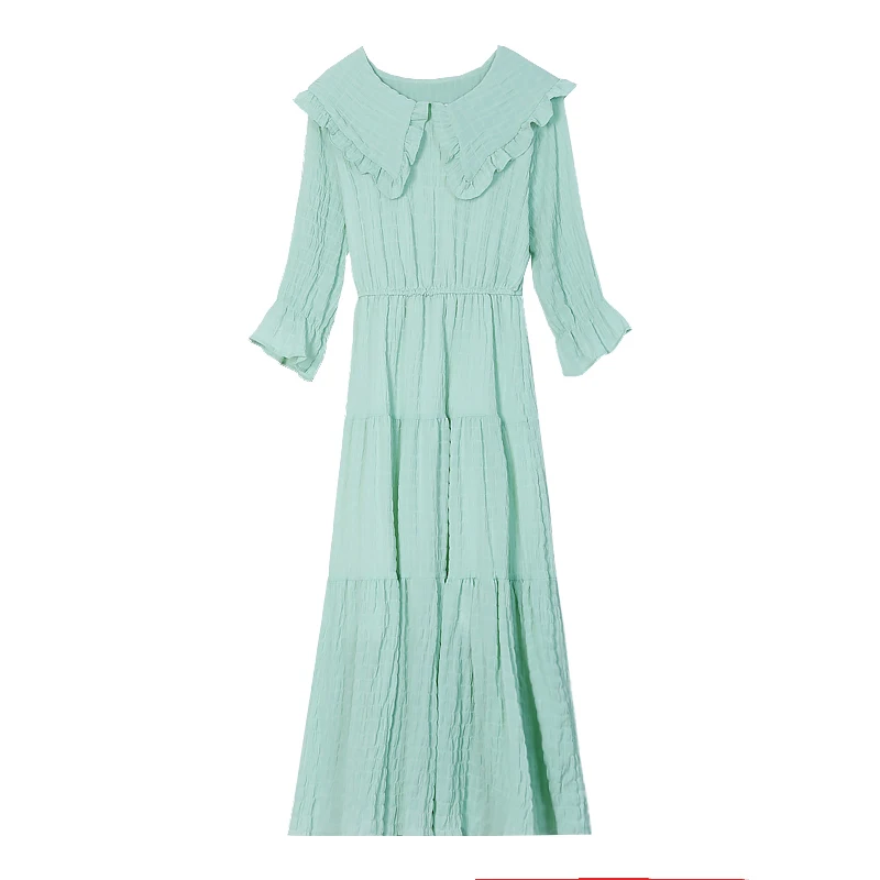 Women Vintage Cute Chiffon Girls Dress Party Midi Office Elegant Lady Vacation Summer Beach Casual Korean Runway Vestidos | Женская