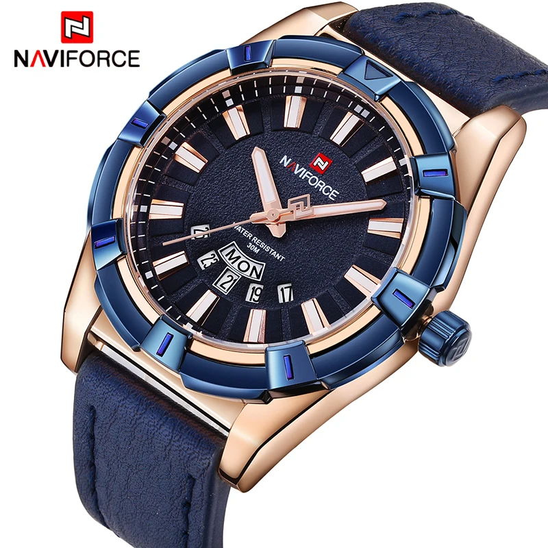 NAVIFORCE 2019 Топ люксовый бренд мужские модные повседневные кожаные спортивные часы
