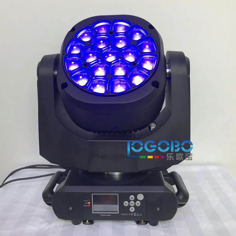 

High Quality 19 x 15W Moving Head American DJ DMX Bee Eye Lighting RGBW 4in1 LED Zoom Vortex Movable Wash Head Party Disco Light