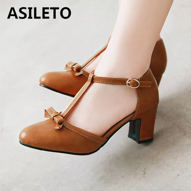 Туфли лодочки ASIELTO женские с круглым носком на толстом высоком каблуке 6 5