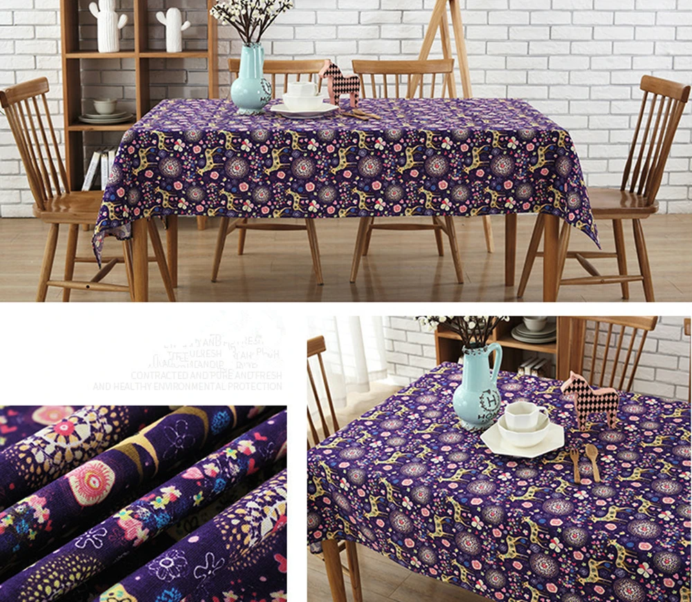 New linen tablecloth color elk party living room meal cloth Christmas home textile finished product | Дом и сад