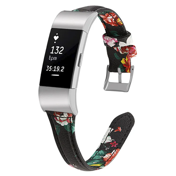 Полосы для браслета FitBit Charge 2 кожи Роза Золотые ремешки для FitBit Charge 2 кожаный браслет с ремешком ремешок для часов кожаный ремешок - Цвет ремешка: red-flower