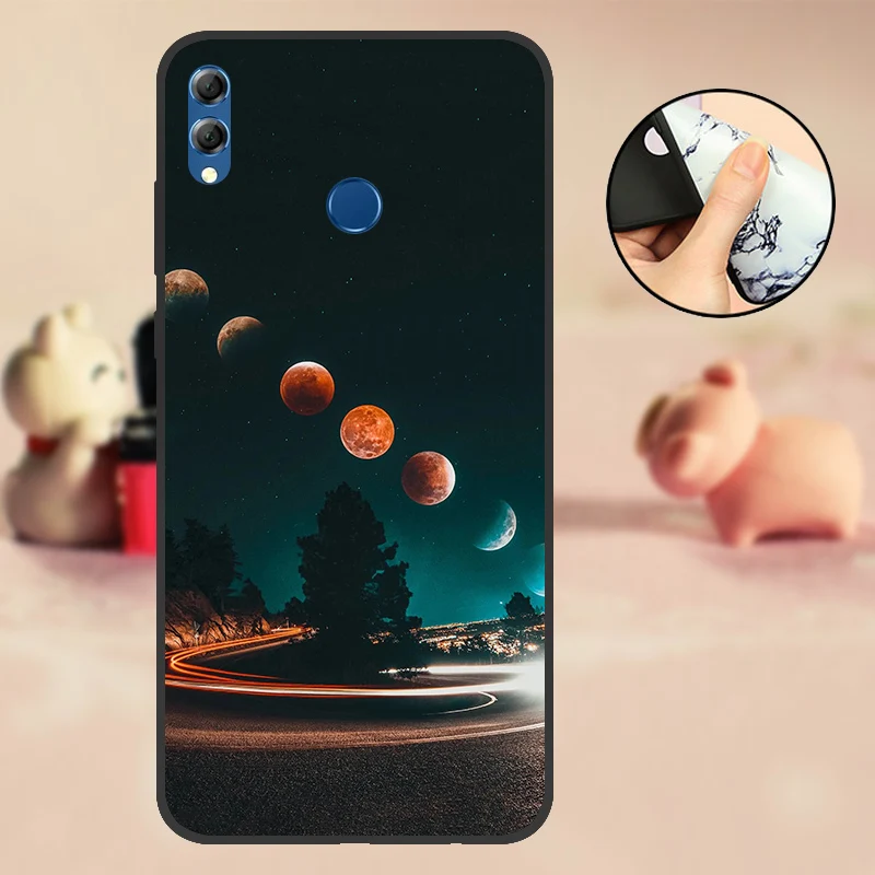 AYXTV Чехол для huawei Honor 8X черный мягкий Силиконовый ТПУ чехол из ТПУ чехол для huawei Honor 8X бампер с милым рисунком черный чехол - Цвет: AYXTV