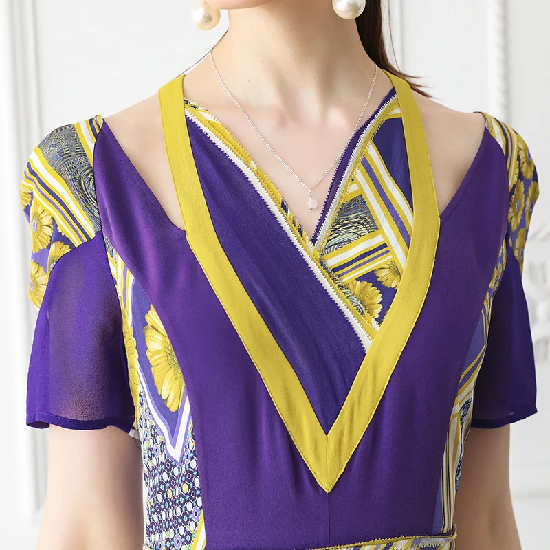 Voa шёлковый жоржет вечерние платья женские длинные сексуальные выдалбливают V