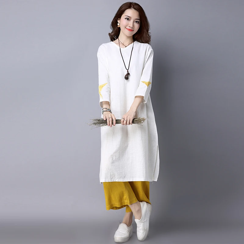 Осень 2017 г. Повседневное Для женщин Платья для Вышивка Твердые свободные плюс