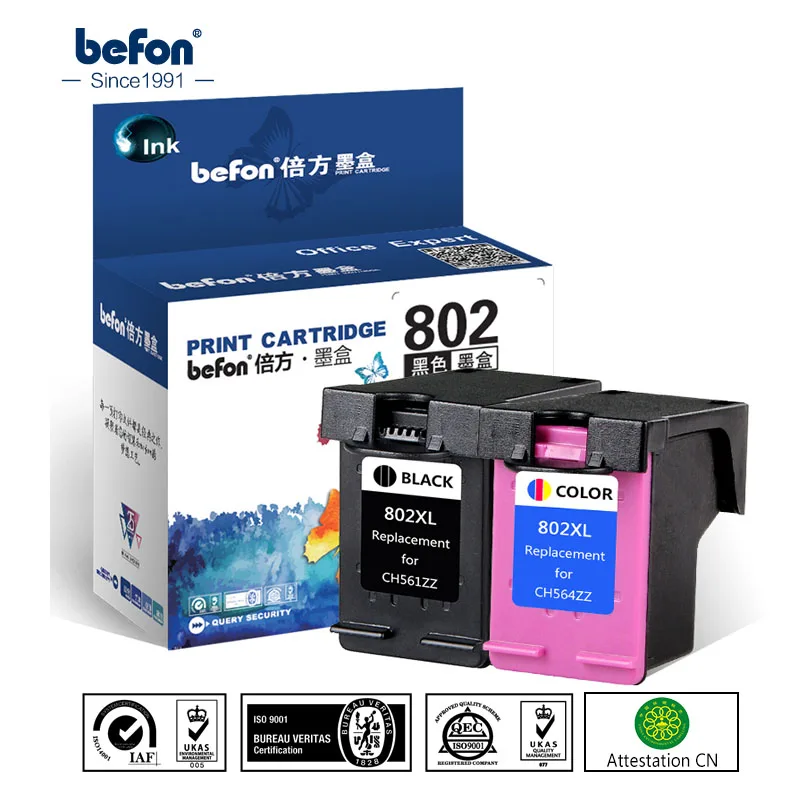 

befon Re-manufactured 802XL Ink Cartridge set Replacement for HP 802 DeskJet 1050 2050 3050 2150 3150 1010 1510 2540 Printer