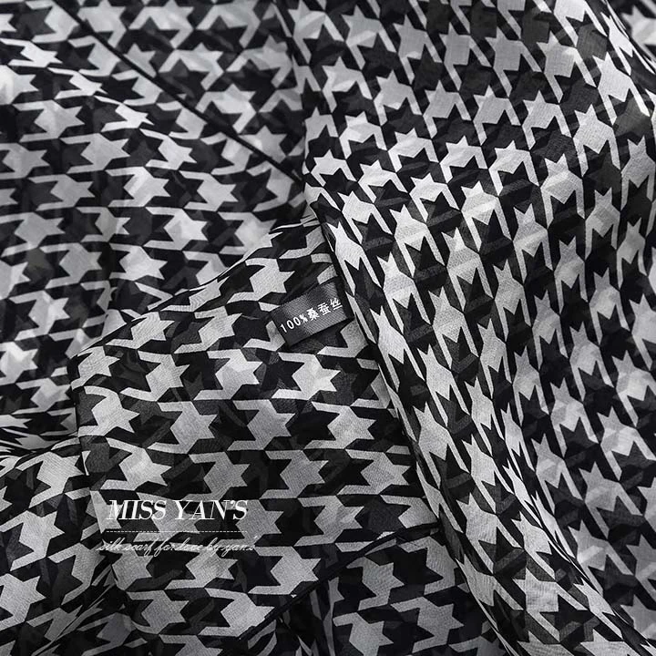 Женский шарф из натурального шелка модные классические черные и белые шарфы