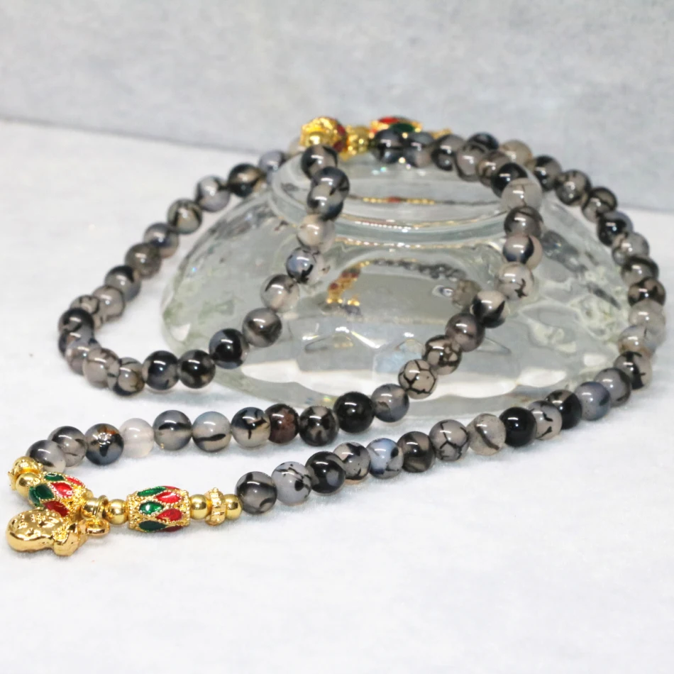 Wholesale Price Natural Stone Carnelian Onyx 6mm Black Dragon Agat Veins Multilayer Bracelets Round Beads Women Jewelry B2230 | Украшения и