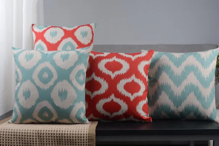 Творческие геометрические клетчатые льняные хлопковые подушки Наволочки