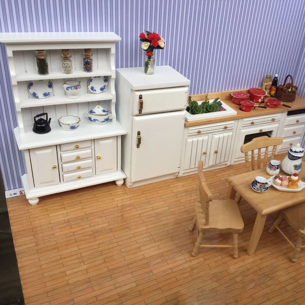 Деревянный шкаф для кулинарии в масштабе 1:12 кукольная мебель холодильника