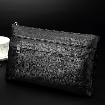 plain leather Крокодиловый узор Мужская сумка клатч из натуральной кожи мужской кошелек деловая сумка из кожи коровы мужские сумки для мужчин модная сумка - Цвет: plain leather