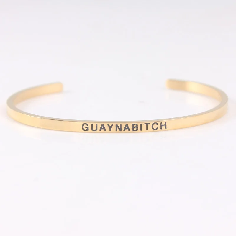guaynabitch Золото 316L Нержавеющая сталь браслет, женская бижутерия вдохновляющие по индивидуальному заказу Цитата браслет с мудрым высказыванием Браслеты, мамы, сына и дочки; подарок - Окраска металла: guaynabitch