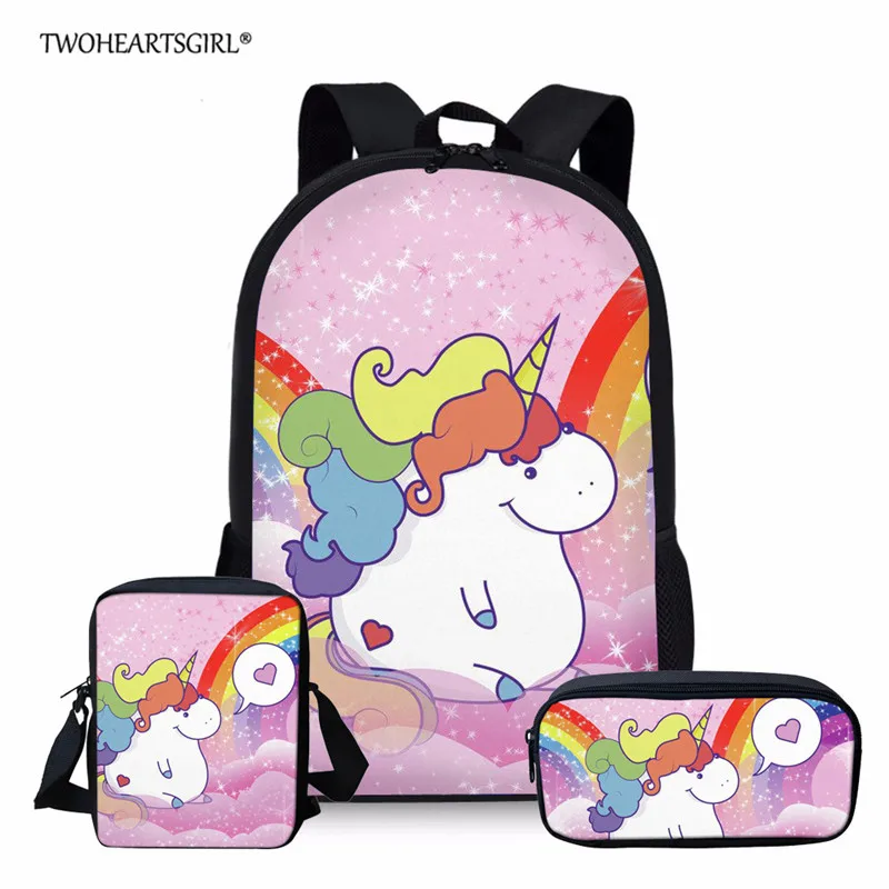 MB001CEK Twoheartsgirl в виде единорога из мультфильма, школьный рюкзак, набор для девочек-подростков; для мальчиков и девочек с детская ортопедическая обувь детский Ранец Enfant - Цвет: MB001CEK