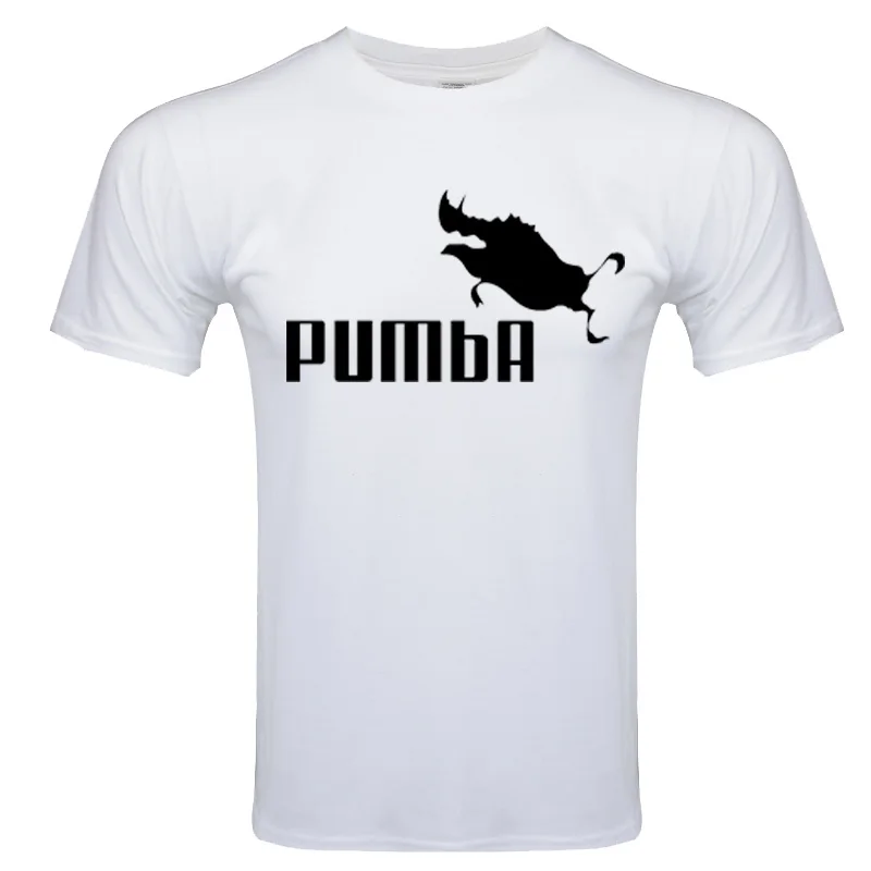 Забавная футболка, милые штаны+ футболка для мужчин, homme Pumba, мужские хлопковые топы с коротким рукавом, крутая футболка, летний Трикотажный костюм, модный - Цвет: white