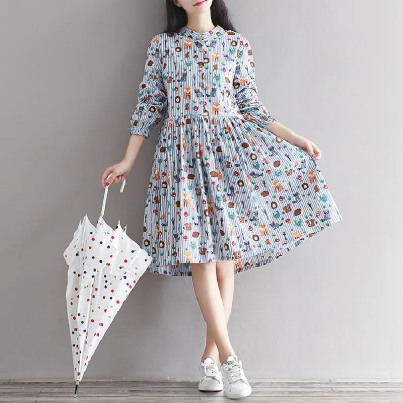 2016 Новое Прибытие Весна Осень Женщины Одеваются Животных Шаблон Стоять Воротник