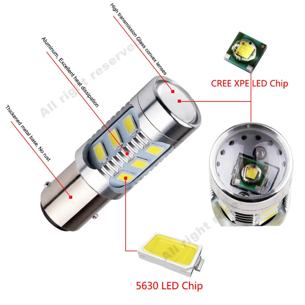 2 шт. BAY15D Led 1157 12 led 5730 smd высокой мощности противотуманные задние стоп лампы белый