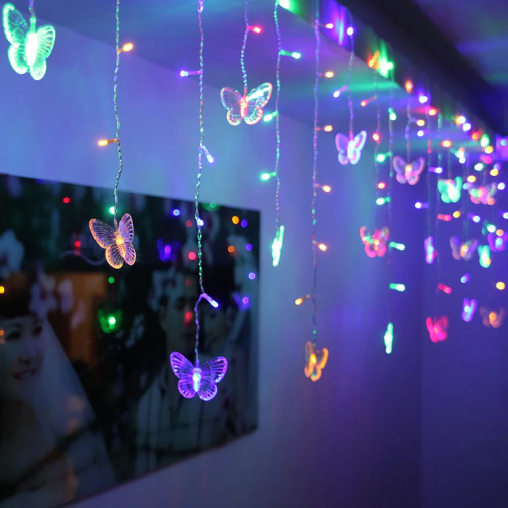 96 светодиоды LED Бабочка светодиод Строка 350 см * 65 eu220v Водонепроницаемый Шторы