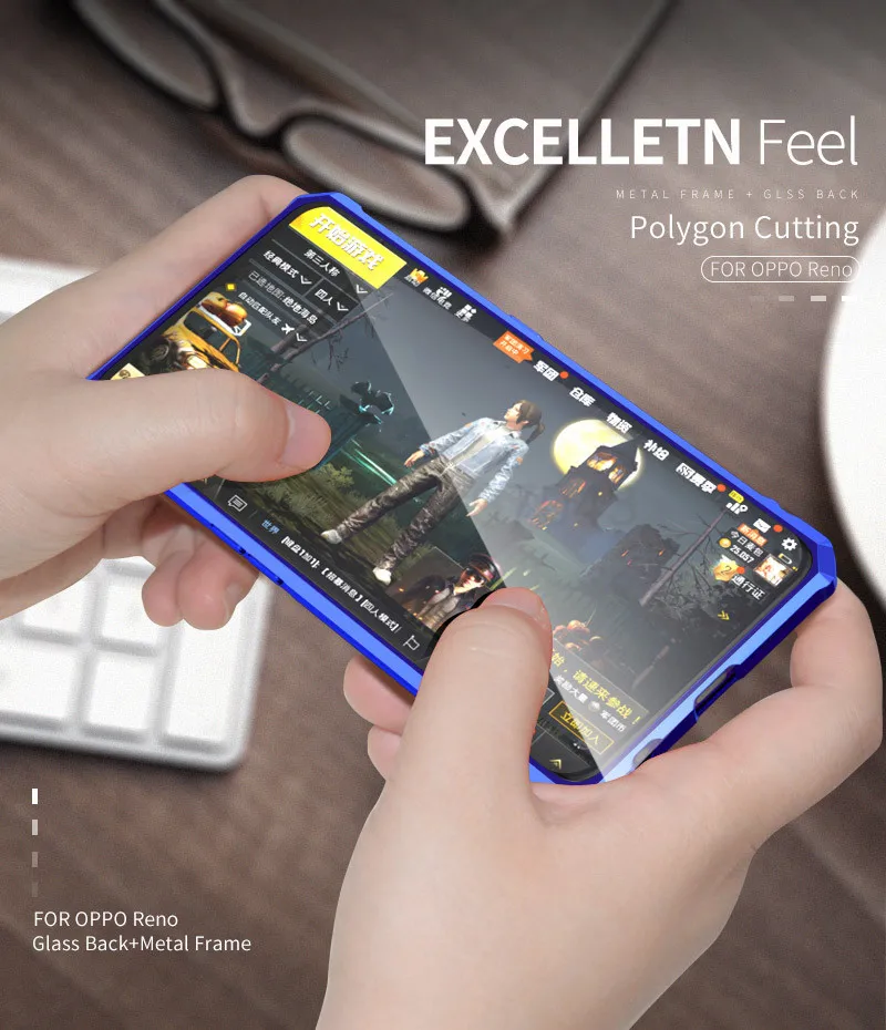 Роскошный Алюминиевый металлический бампер, защитный чехол для OPPO Reno 10x Zoom, чехол, противоударный, прозрачный, стеклянный, задняя крышка, OPPO Reno 10X Zoom coque