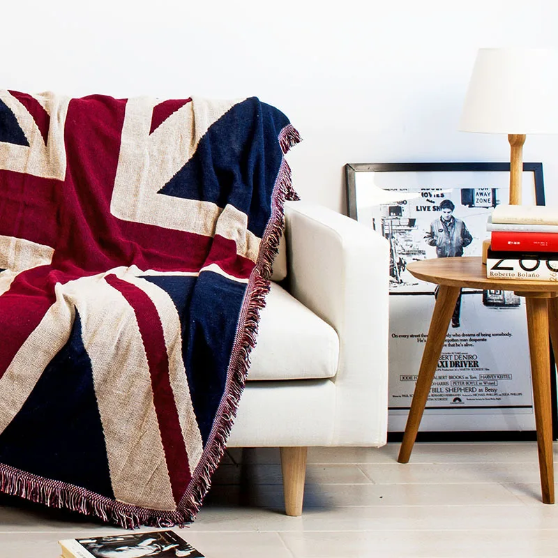 

Tassels Union Jack Star-Spangled Banner Soft Sofa Blanket Throws Rugs Sofa Cover Chair Cover Table cover Home Decor 125x150cm