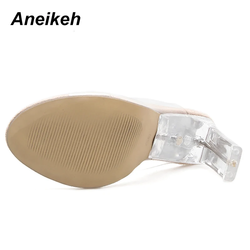 Aneikeh 2021 новые сланцы из ПВХ пикантные туфли на тонком прозрачном каблуке с