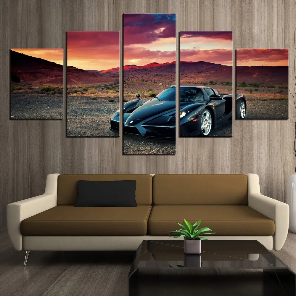 5 шт. плакаты на холсте с изображением Спортивного Автомобиля Ferrari Enzo и Sunset | Дом
