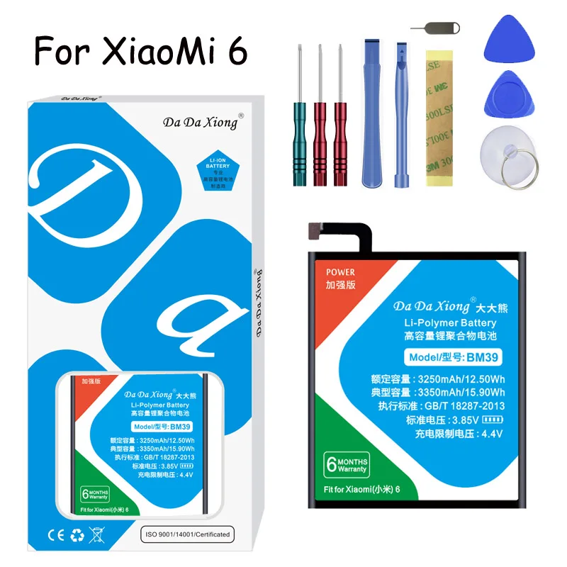 Da Xiong литий-полимерный аккумулятор BM39 для Xiaomi Mi6/MI6 3350 мАч сменный аккумулятор посылка инструменты