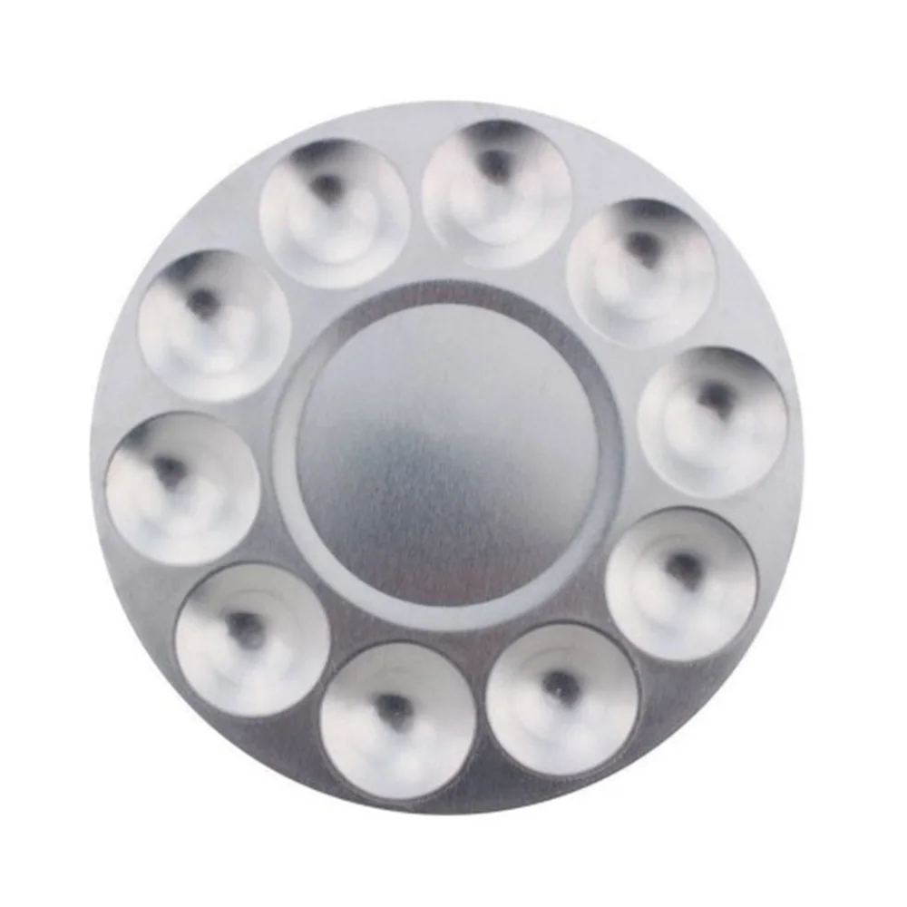 

1Pcs 10 Well Round Artist Watercolours Paint Mixing Palette Tray aluminum