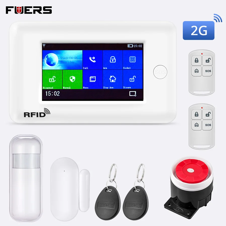PG106 2G Kit FUERS PG106 2G 3g GPRS WiFi Беспроводная GSM умная домашняя система охранной сигнализации Интеллектуальная RFID противоугонная система приложение дистанционное управление - Цвет: PG106 2G Kit