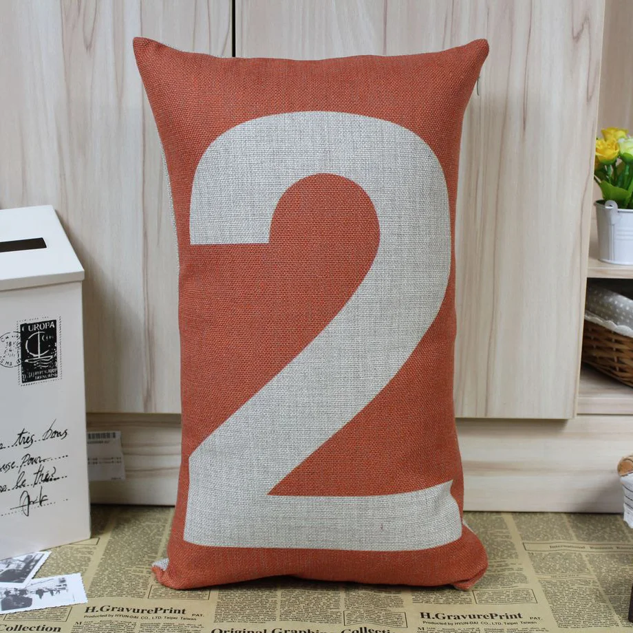 

LINKWELL Free shipping 50cmx30cm Lucky Number Two No.2 Orange Cushion Cover