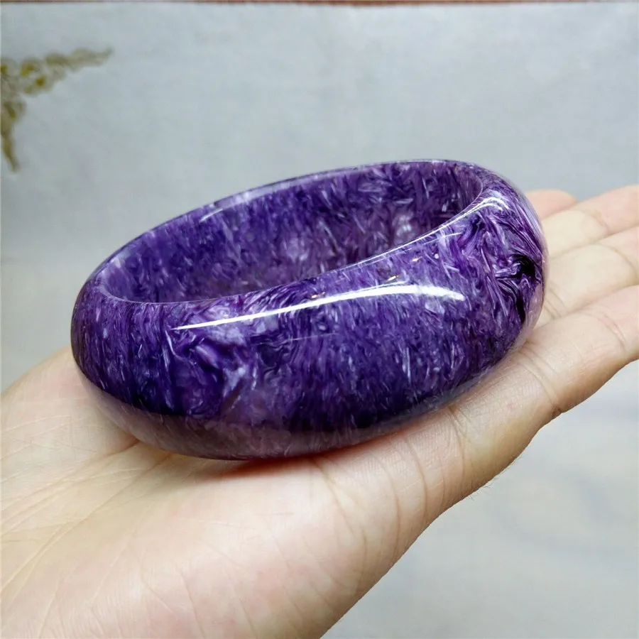 

Подлинный натуральный фиолетовый чароитный Кристалл для женщин, женский очаровательный браслет AAAA, внутренний диаметр 60 мм